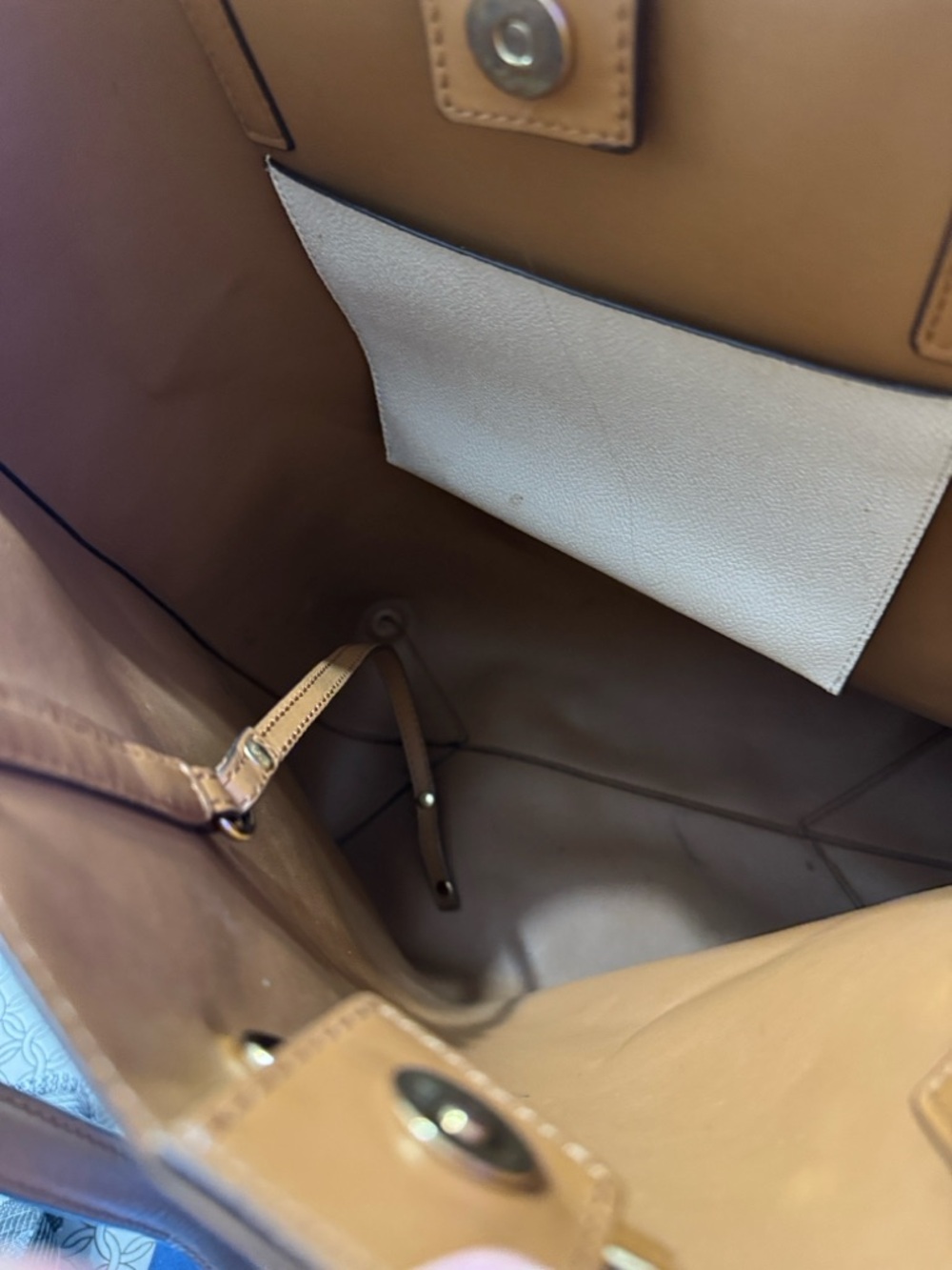 Michael Kors White Tote with Brown Trim and Gold Logo Charm - Picture 6 of 8